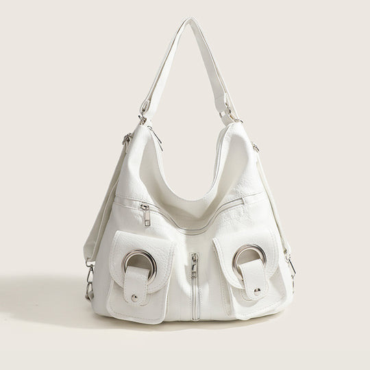 Damen Hobo-Tasche mit innovativem Faltendesign und dekorativen Ringgriffen Nord Taschen