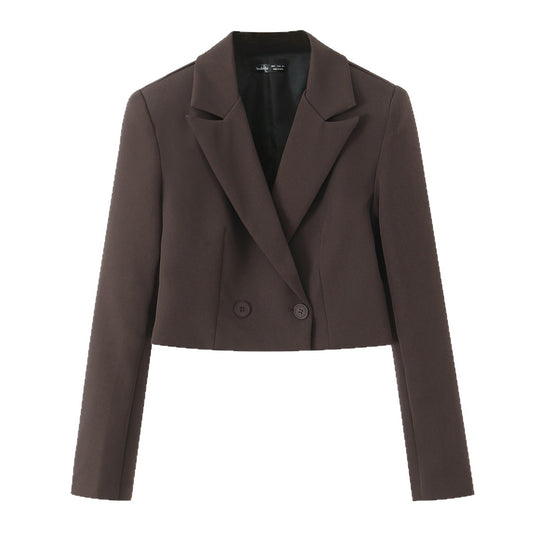 Damen Kurzblazer mit Doppelknopfverschluss und fallendem Revers Nord Taschen