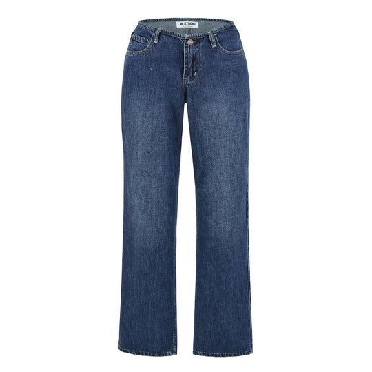 Damen Highwaist Cropped-Jeans mit geradem Schnitt und weitem Bein Nord Taschen