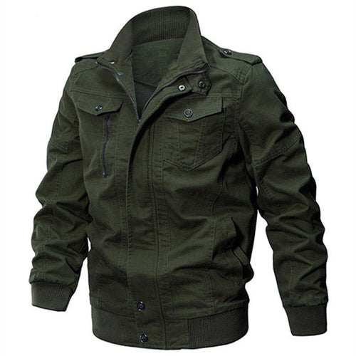 Herren Militärisch inspirierte Canvas-Übergangsjacke mit Stehkragen und Epauletten Nord Taschen