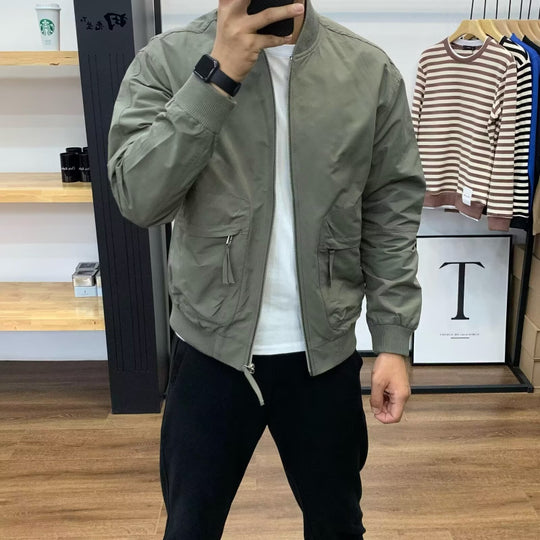 Herren Leichte Utility-Bomberjacke mit Reißverschluss, Multifunktions-Taschen und Rippbündchen Nord Taschen