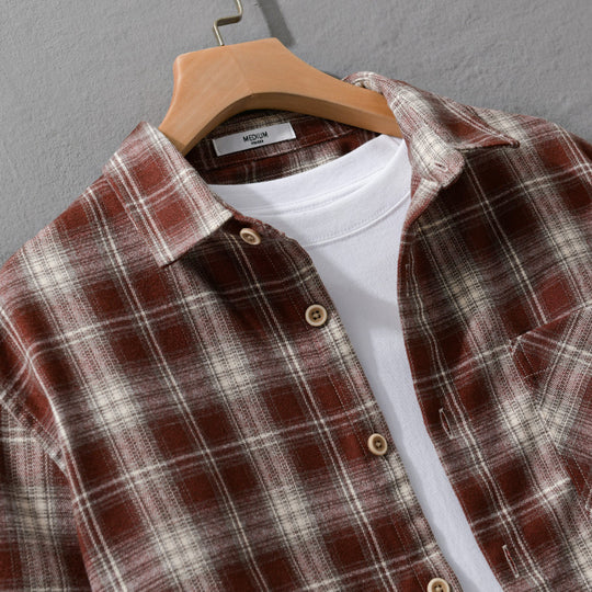 Herren Kariertes Flanell-Overshirt mit weicher Baumwollstruktur, Brusttasche und Relaxed-Fit Nord Taschen