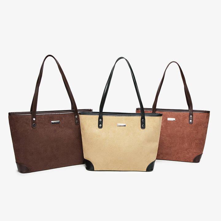 Damen Shopper Tasche mit eleganter Wildlederstruktur Nord Taschen