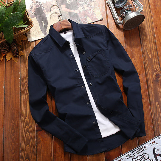 Herren Canvas-Overshirt im Worker‑Look mit Brustpattentasche und Western‑Nahtführung Nord Taschen