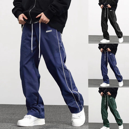 Herren Hochwertige Freizeithose mit verstellbarem Bund und seitlichen Streifen - Arvani