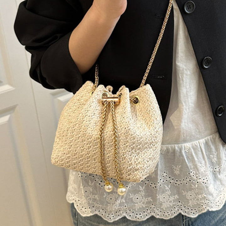 Damen Beuteltasche mit elegantem Kordelzug und luxuriösem Kettenhenkel Nord Taschen