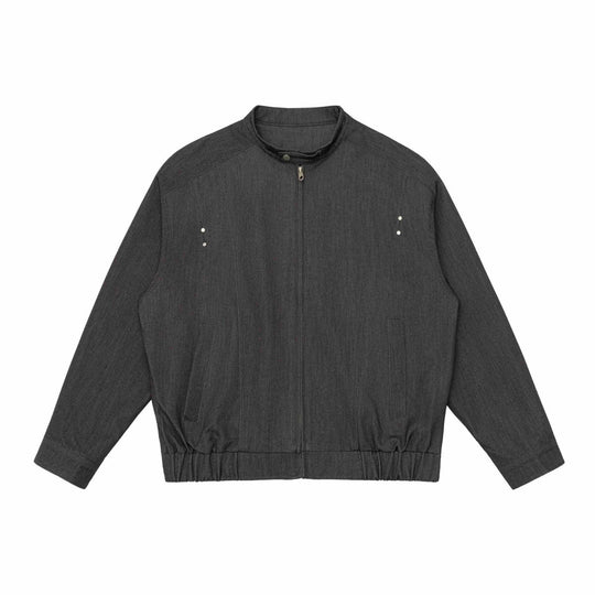 Unisex Kurz geschnittener Denim-Utility-Blouson mit Funnelkragen und Tunnelzugsaum Nord Taschen
