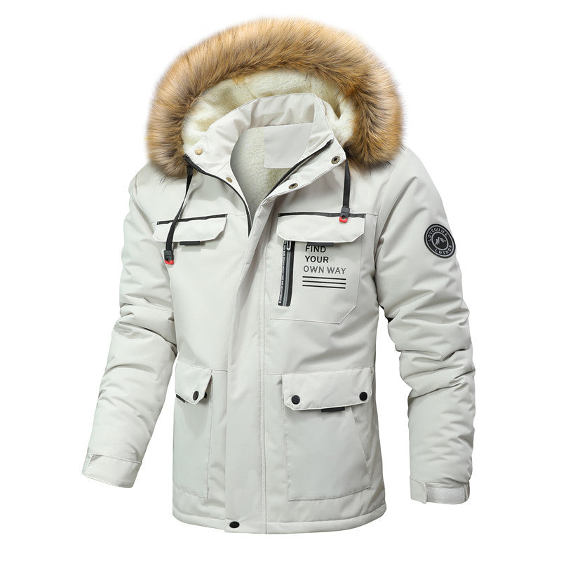 Herren Thermo-Parka im Expeditionstil mit abnehmbarer Kunstfellkapuze und Multifunktions-Taschen Nord Taschen