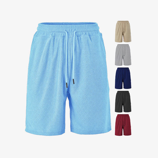Herren nan Frottee-Shorts mit Fischgrätstruktur, elastischem Kordelbund und Seitentaschen Nord Taschen