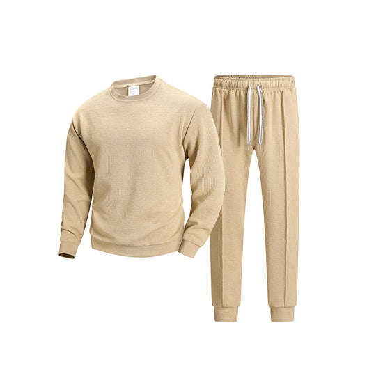 Herren Komfortables Lounge-Set aus strukturierter Baumwollmischung mit Rundhals-Sweatshirt & tapered Jogginghose Nord Taschen