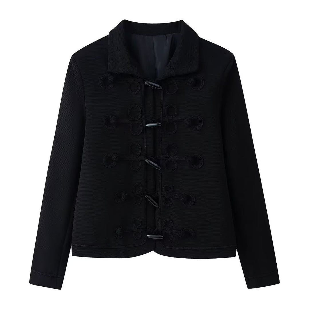 Damen Kurze militärisch inspirierte Jacke mit Knoten- und Kordelverschlüssen Nord Taschen