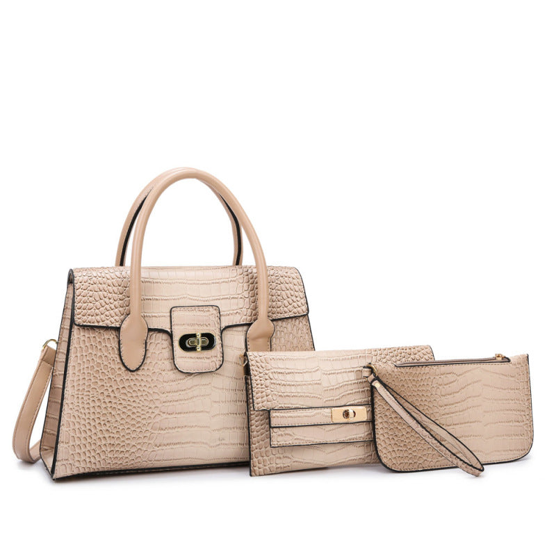 Damen elegante Handtasche mit Struktur und goldener Schnalle Nord Taschen