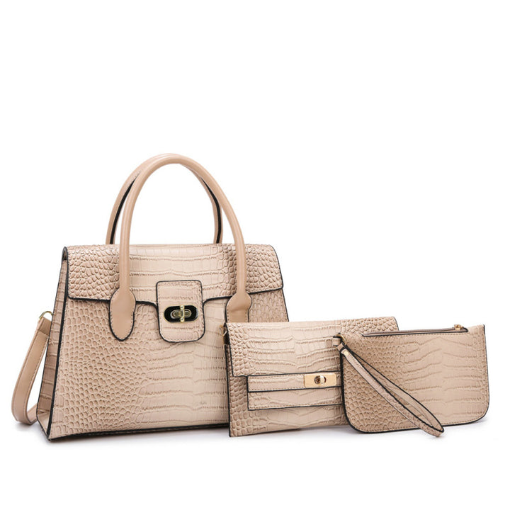 Damen elegante Handtasche mit Struktur und goldener Schnalle Nord Taschen