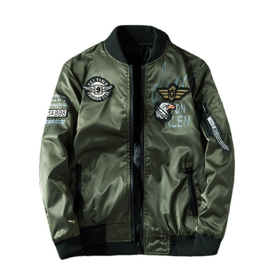 Herren Pilotenbomberjacke im Aviator-Look mit Badge-Applikationen, Ärmeltasche und gerippten Bündchen Nord Taschen