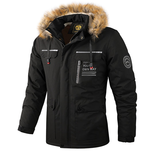 Herren Isolierter Outdoor-Parka mit Kunstfellbesatz, Multifunktions‑Taschen und Fleece‑Innenfutter Nord Taschen
