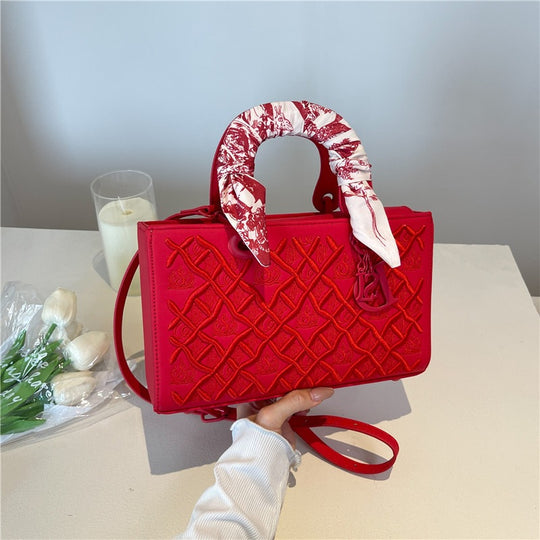 Damen elegante Handtasche mit strukturiertem Design und modischem Halsschal Nord Taschen