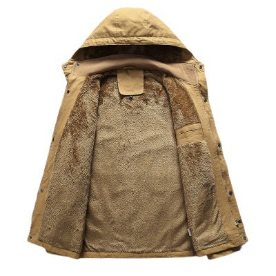 Herren robuster Canvas-Fieldparka mit Teddyfleece-Innenfutter, Kapuze und Multifunktions-Taschen Nord Taschen