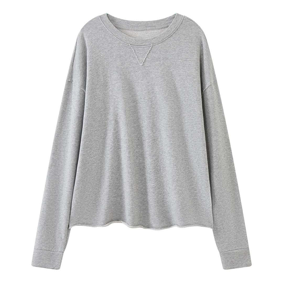 Damen Oversized-Sweatshirt aus weichem Sweatstoff mit roher Kante und V-Ziernaht Nord Taschen