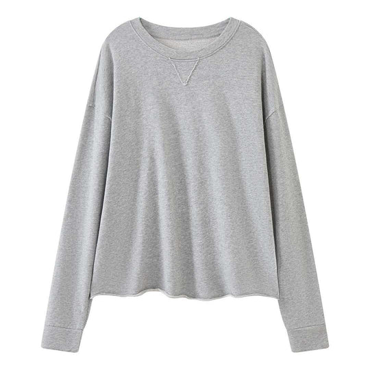Damen Oversized-Sweatshirt aus weichem Sweatstoff mit roher Kante und V-Ziernaht Nord Taschen