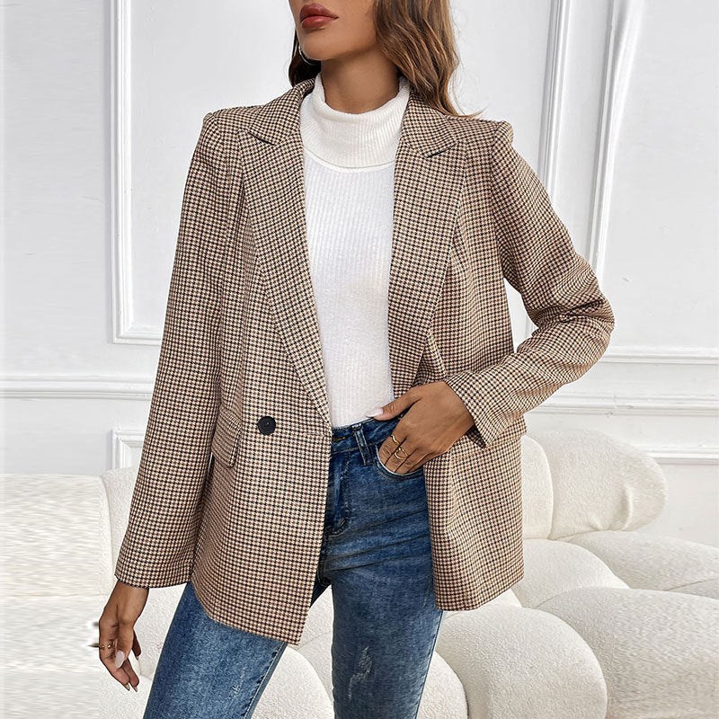 Damen Karierter Blazer im eleganten Schnitt Nord Taschen