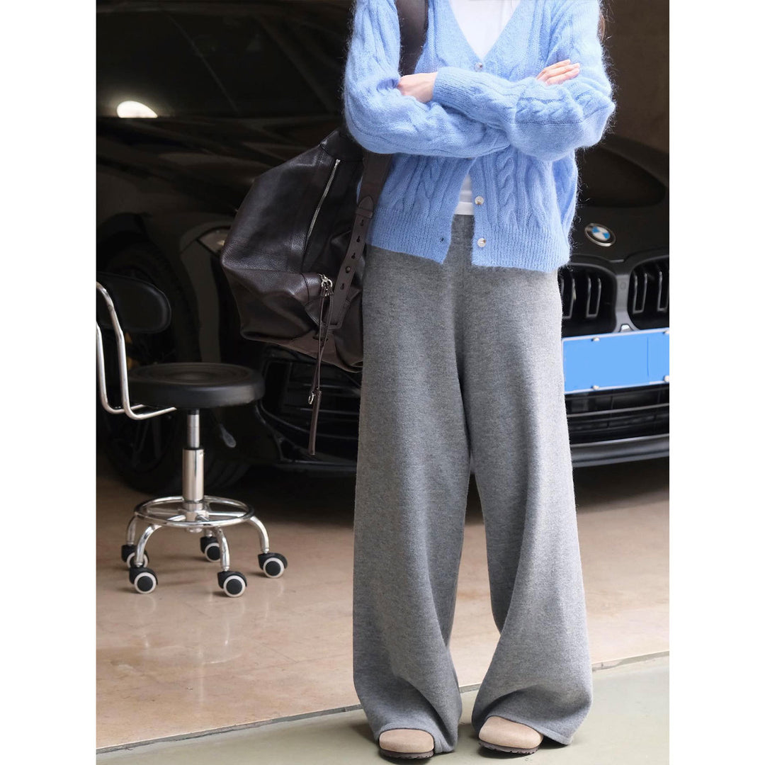Damen Weite Strick‑Palazzohose im Lounge‑Look mit hohem Bund Nord Taschen