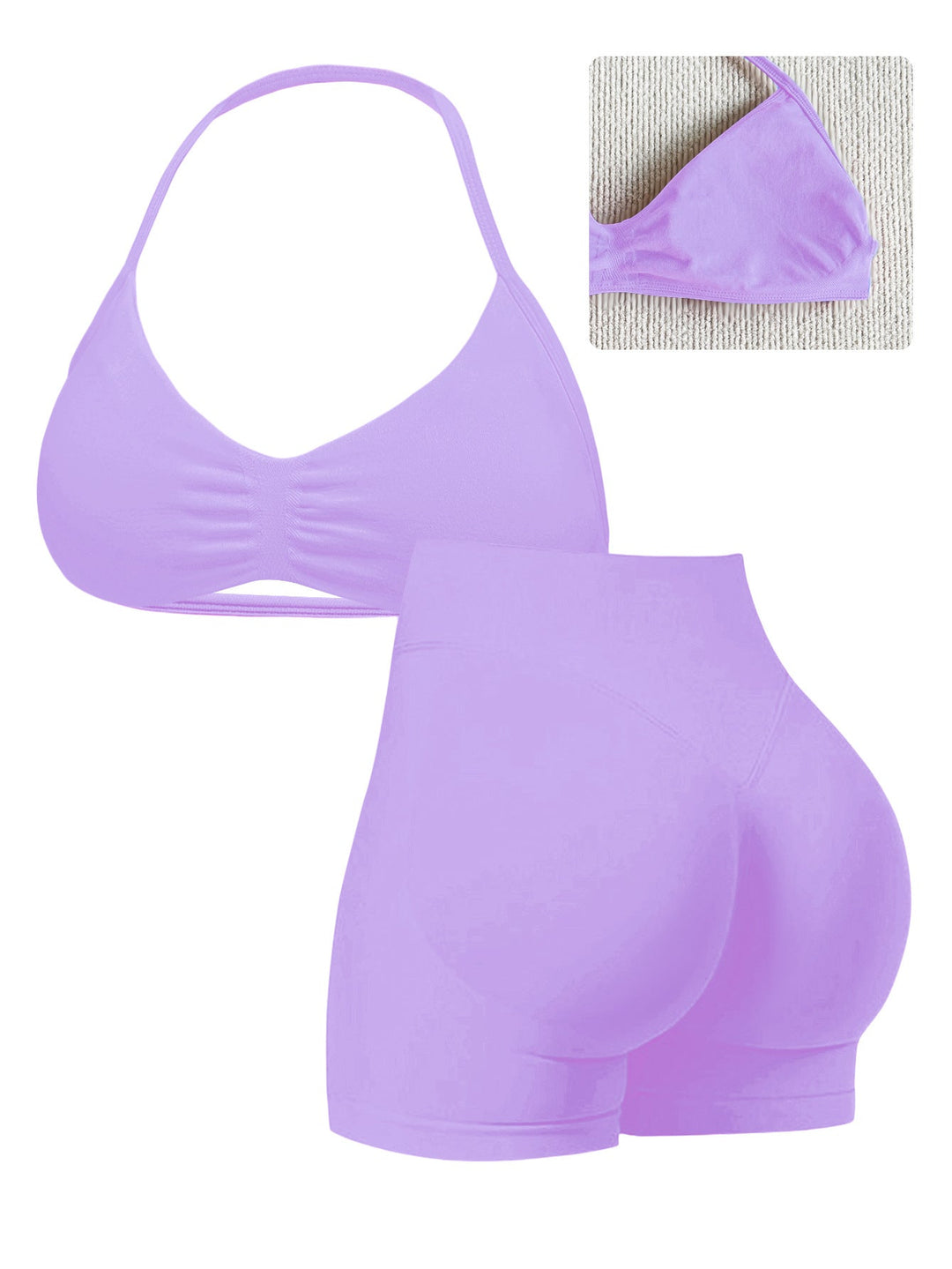 Damen Sport-Bikini-Oberteil mit hoch geschnittenen Shorts und nahtlosem Design