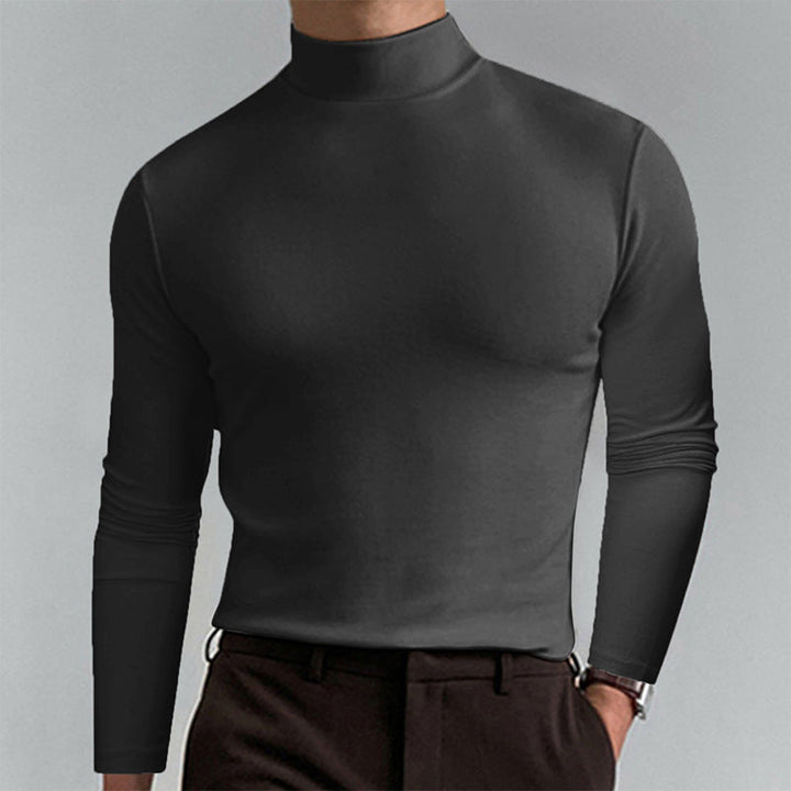 Herren Elegantes Langarm-T-Shirt mit hohem Kragen