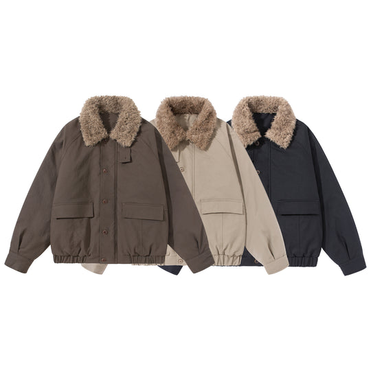 Unisex Boxy Isolationsblouson mit abnehmbarem Kunstfell-Drehkragen und Cargotaschen Nord Taschen