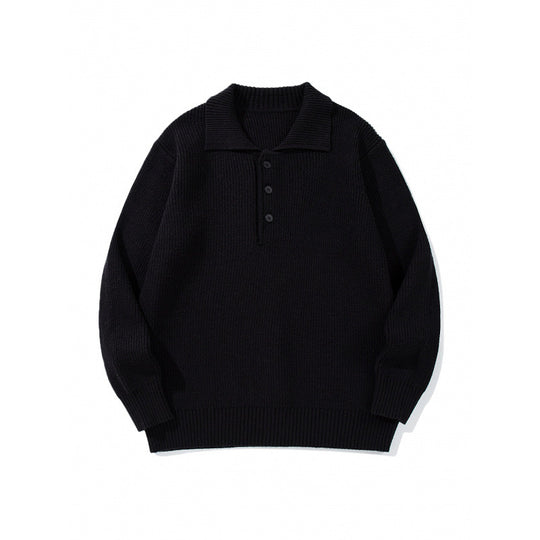 Herren Feinstrick-Polo-Pullover mit Hemdkragen, Knopfleiste und geripptem Saum Nord Taschen