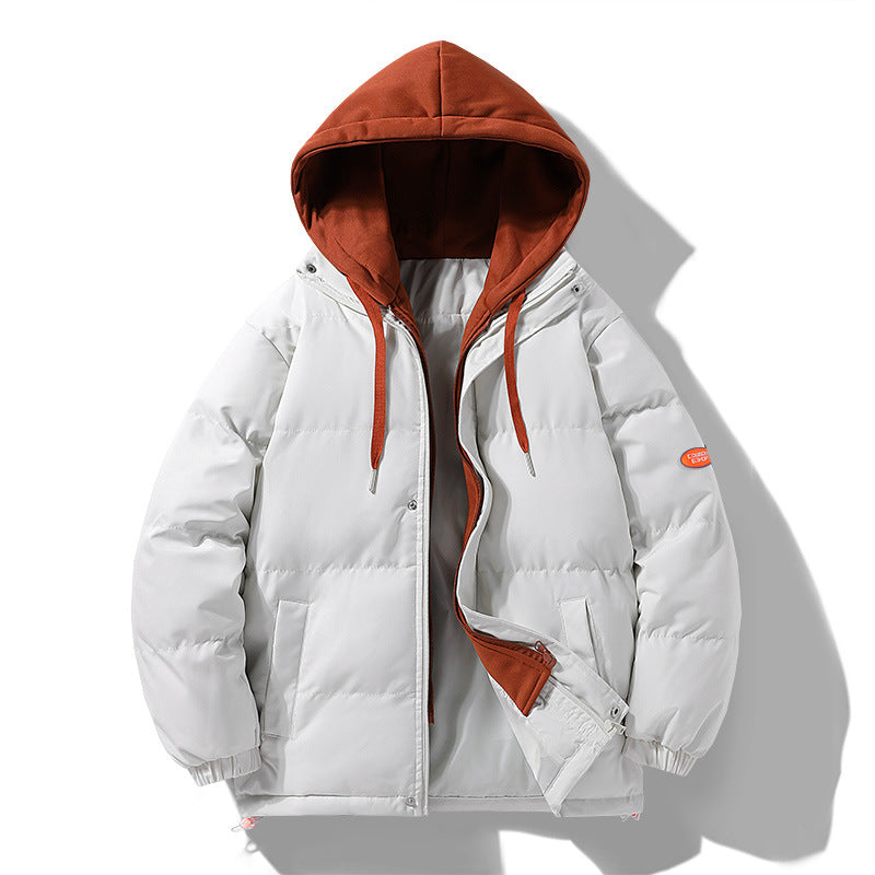Herren Wattierte Pufferjacke mit kontrastfarbener Kapuze, winddichter Außenhülle und Kordelzug Nord Taschen