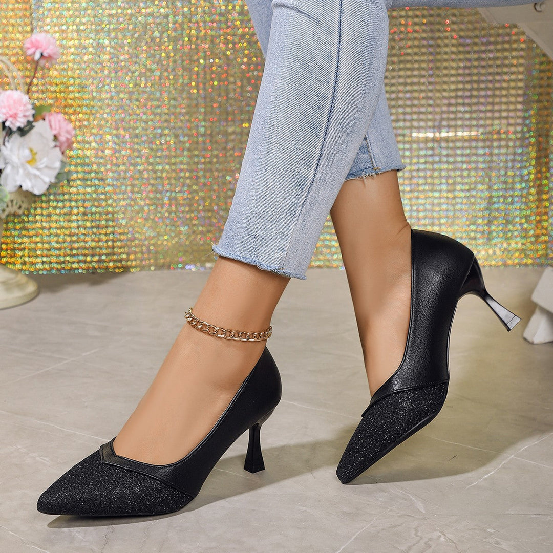 Damen elegante Kitten Heels mit funkelnden Details und komfortabler Einlegesohle Nord Taschen