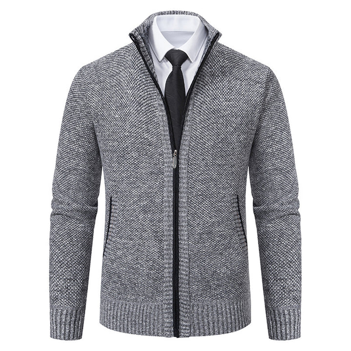 Herren gehobene Strickjacke mit Stehkragen und durchgehendem Reißverschluss, thermisch isolierend und tailliert geschnitten Nord Taschen