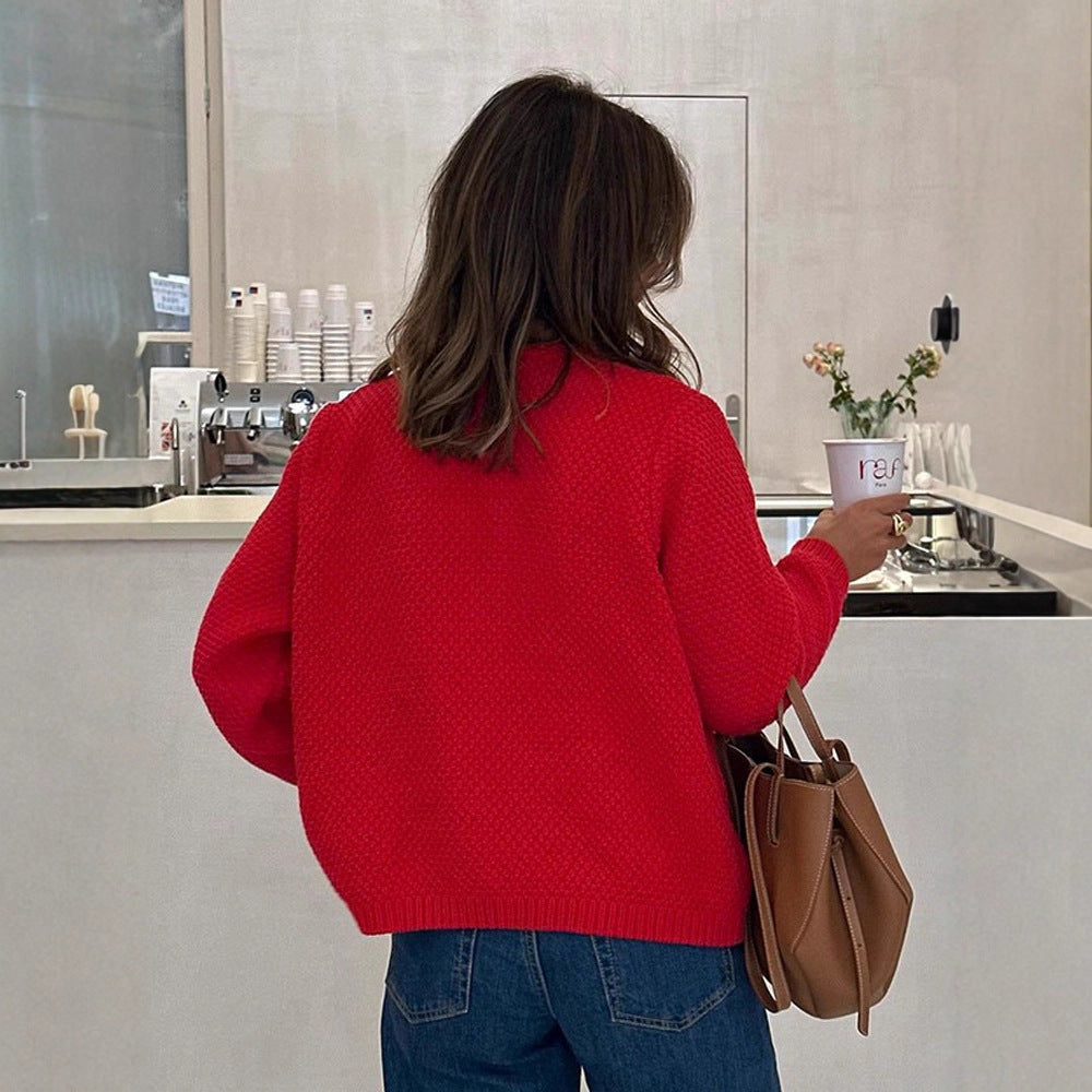 Damen Strukturierter Strickcardigan mit Zopfmuster und goldenen Zierknöpfen Nord Taschen