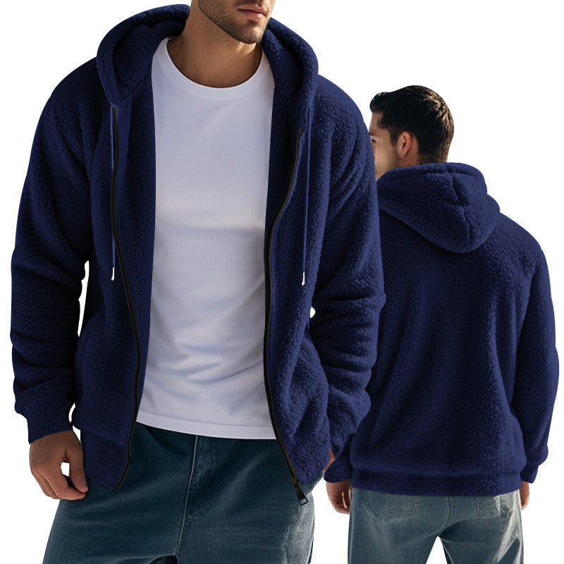 Herren Teddy-Fleece-Kapuzenjacke mit durchgehendem Reißverschluss und Kängurutaschen Nord Taschen