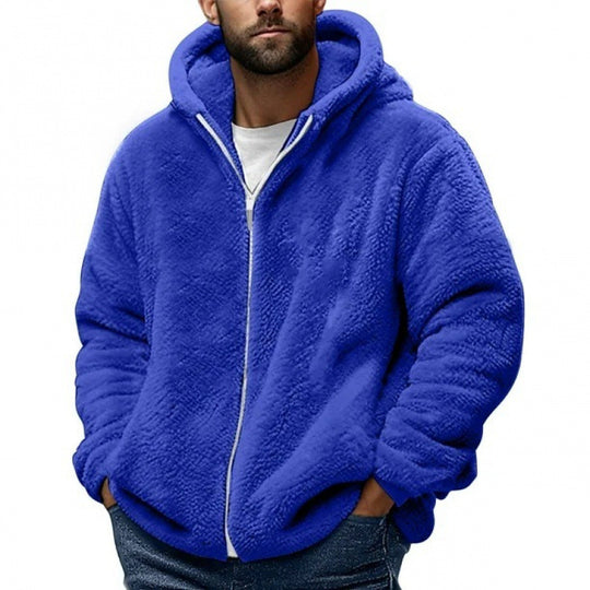 Herren Kuschelige Teddy-Fleece-Kapuzenjacke mit Reißverschluss und Oversize-Passform Nord Taschen