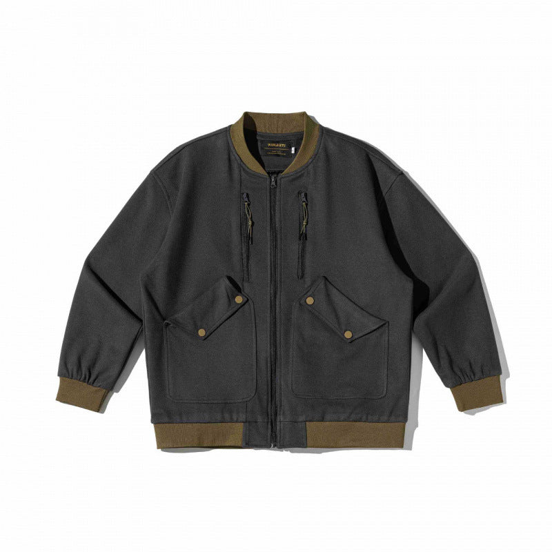 Unisex Oversize-Utilitaristische Bomberjacke mit aufgesetzten Klappentaschen, vertikalen Reißverschlüssen und gerippten Abschlüssen Nord Taschen