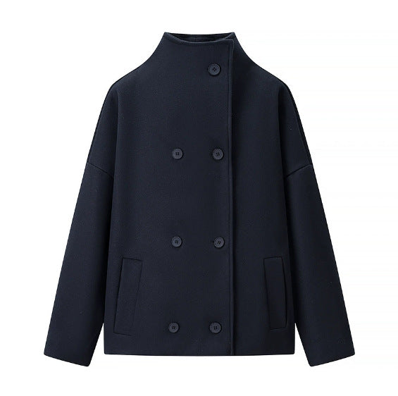 Damen 200+ boxy Wollmix Kurzjacke mit Stehkragen und verdeckter Doppelknopfleiste Nord Taschen