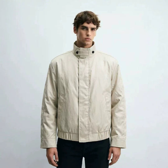 Herren Kurzer Stehkragen-Blouson mit verdecktem Reißverschluss und elastischem Saum Nord Taschen