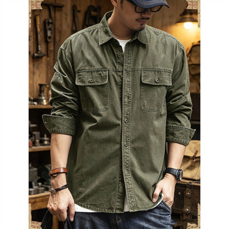 Herren Baumwoll-Utility-Overshirt mit Pattentaschen Nord Taschen