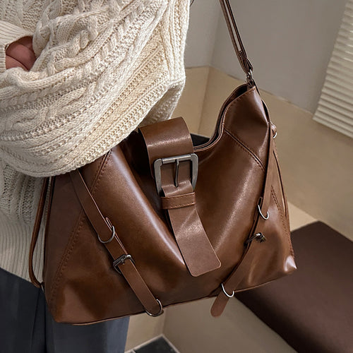 Damen Hobo-Tasche aus hochwertigem Kunstleder mit elegantem Schnallenverschluss Nord Taschen