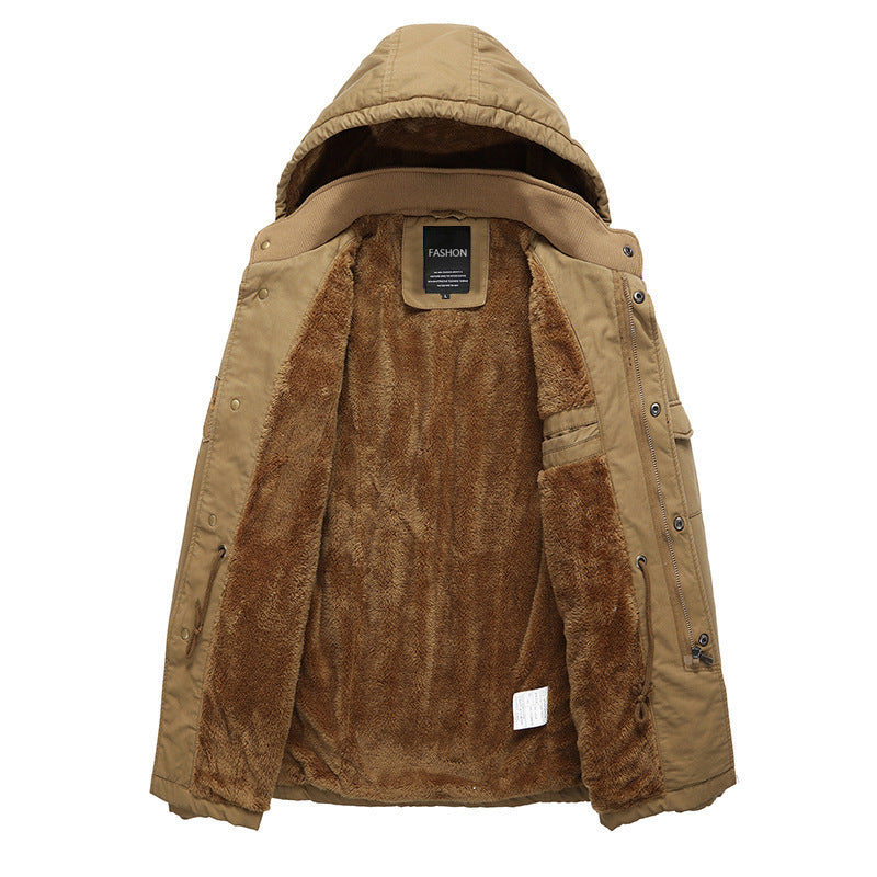 Herren Canvas-Fieldparka mit warmem Teddyfleece-Innenfutter, Kapuze und Mehrfach-Taschen Nord Taschen