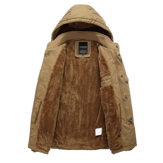 Herren Canvas-Fieldparka mit warmem Teddyfleece-Innenfutter, Kapuze und Mehrfach-Taschen Nord Taschen