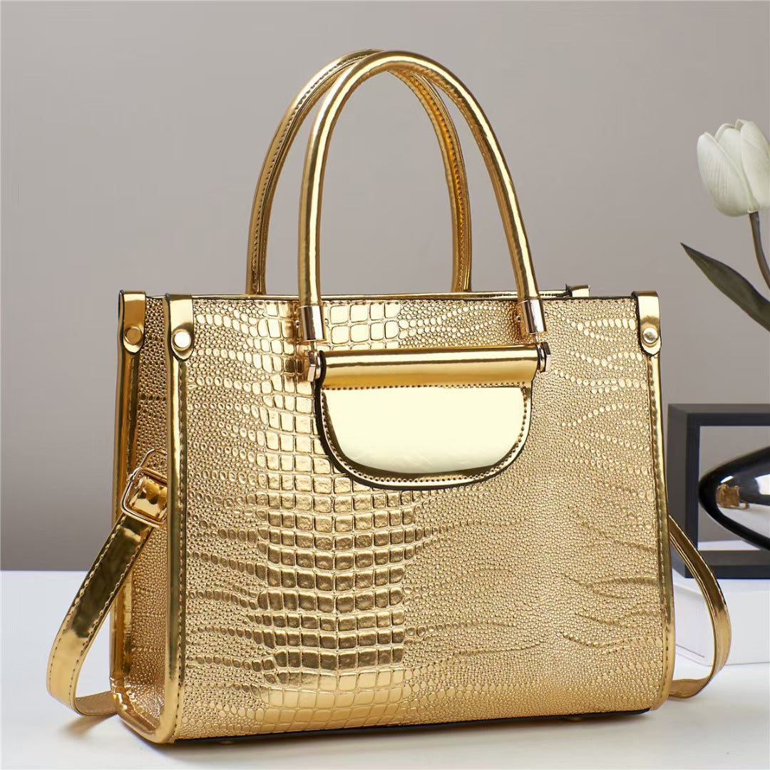 Damen Handtasche mit luxuriösem Krokodil-Look und abnehmbarem Schulterriemen Nord Taschen