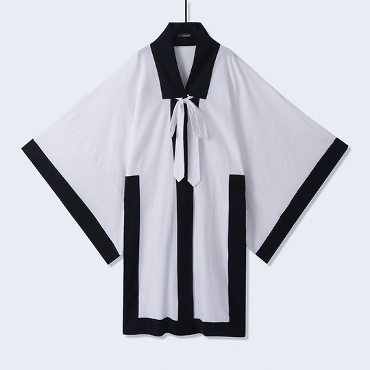 Unisex Oversize Kimono-Cardigan mit Kontrastblende, Bindeband und aufgesetzten Taschen Nord Taschen