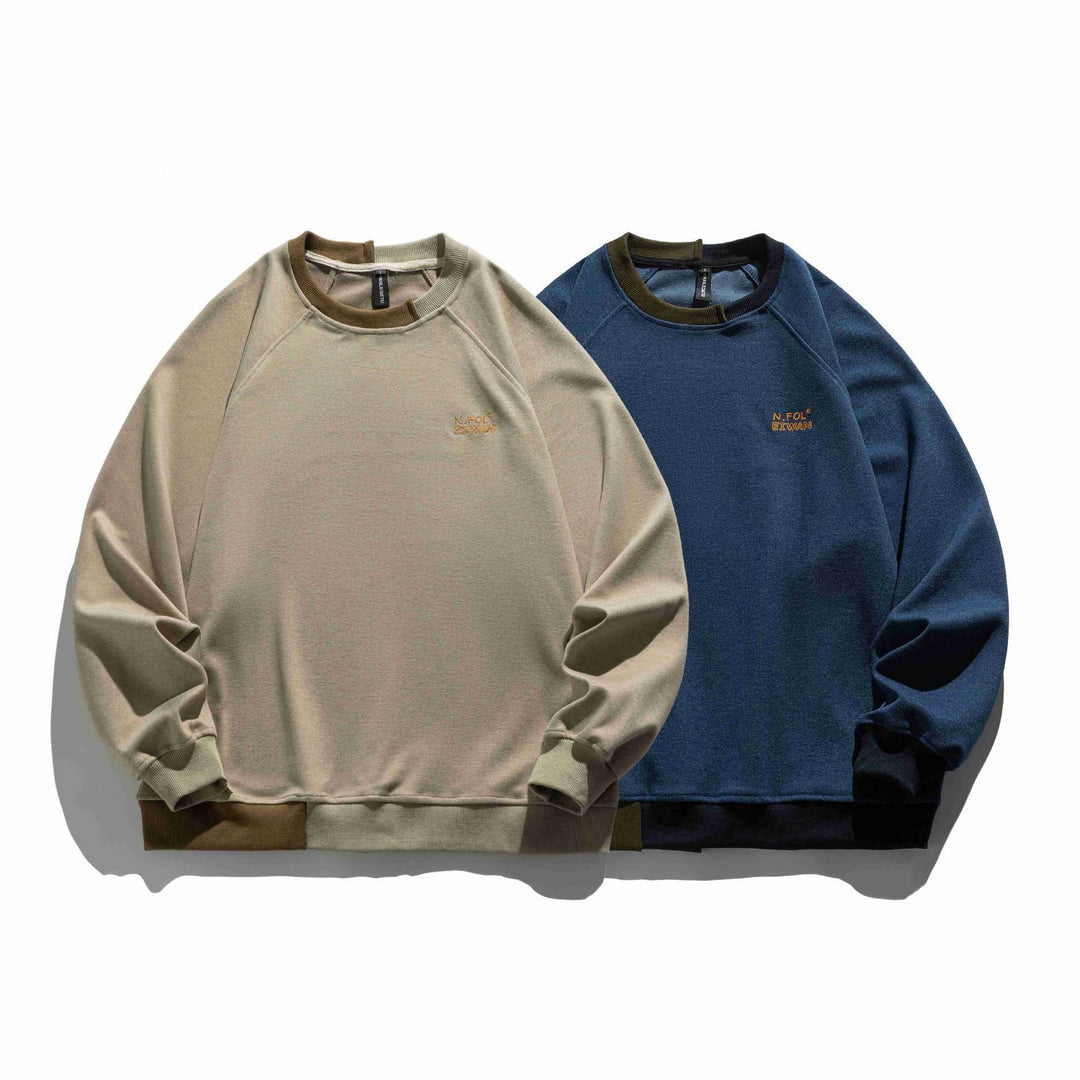 Herren Komfortabler Baumwoll-Sweatshirt mit Kontrastbündchen und Sticklogo Nord Taschen