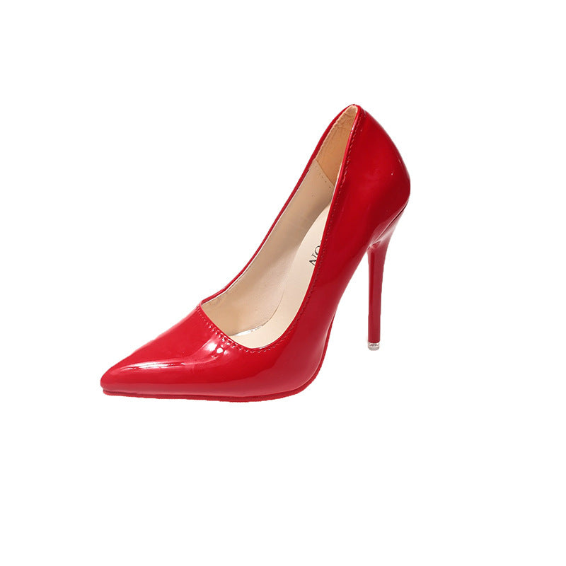 Damen Klassische High Heels mit spitz zulaufendem Design und hochglänzender Oberfläche