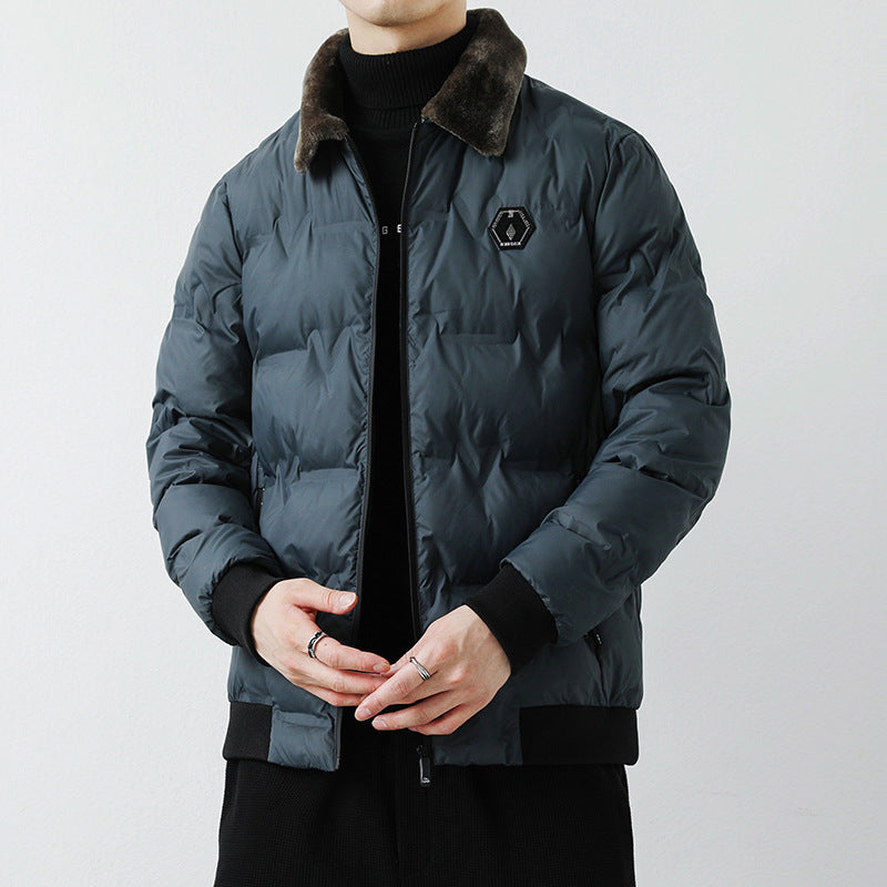Herren Modische Steppjacke mit Kunstfellkragen Nord Taschen