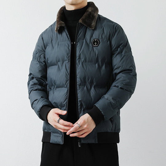 Herren Modische Steppjacke mit Kunstfellkragen Nord Taschen