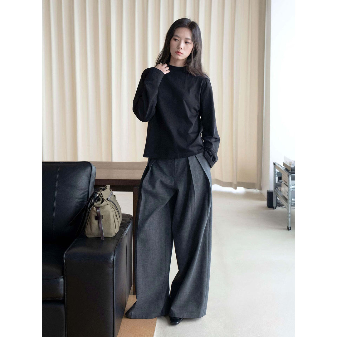 Damen Oversize-Langarmshirt mit Rundhals und Baumwoll-Jersey Nord Taschen