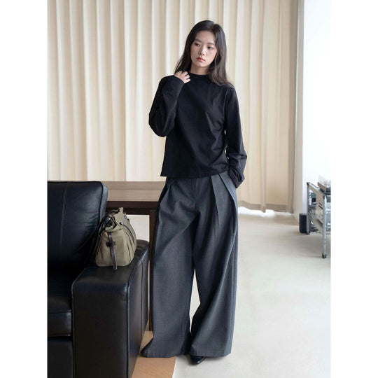 Damen Oversize-Langarmshirt mit Rundhals und Baumwoll-Jersey Nord Taschen